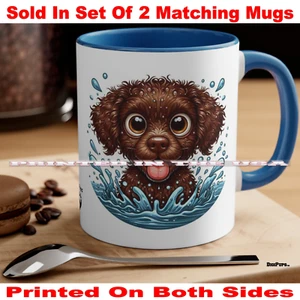 DigiPups American Water Spaniel Hund Spaß Splash Cartoon Kaffeetasse 2 Becher Set - Bild 1 von 3