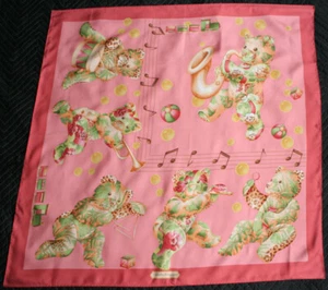 FERRAGAMO Teddy Bears Play Musical Instruments Silk Scarf - Picture 1 of 10