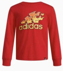 adidas Little Boys Long Sleeve Cotton T-shirt- Better Scarlett - Picture 1 of 1