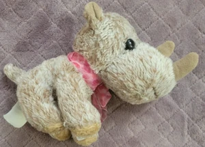 WAL-MART WALMART 6" Peluche Rosa Arco Bronceado Rinoceronte Rinoceronte Lovey Relleno Corazón Amor - Imagen 1 de 5