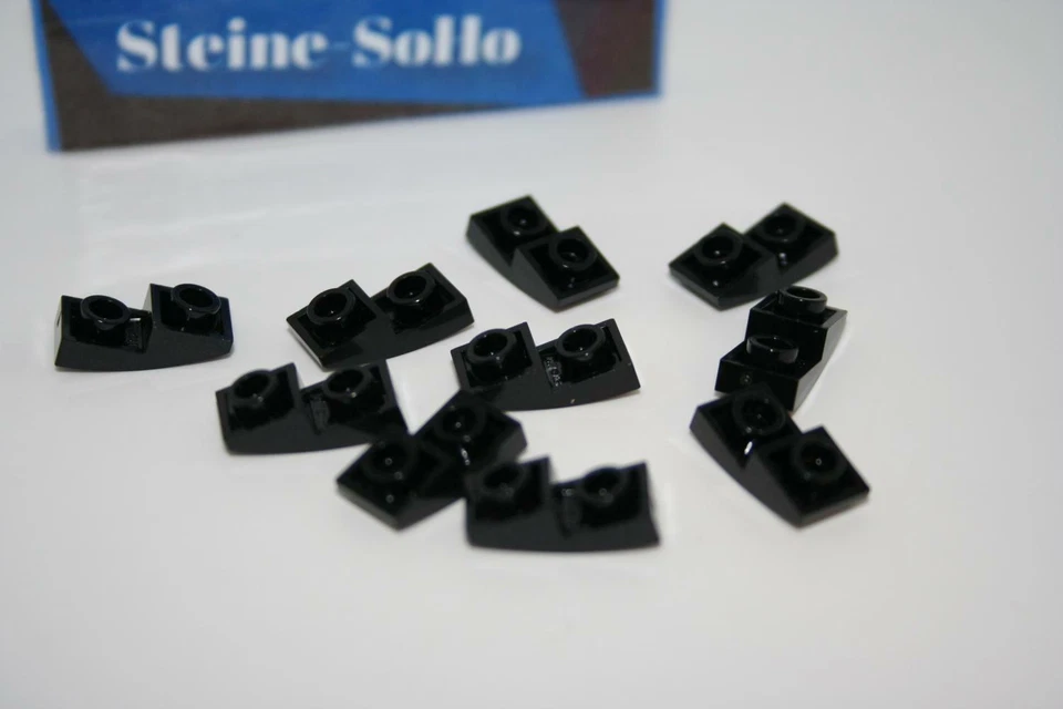 Lego (c) 10x Dachstein - gebogen - 1x2 - negativ- 24201 - schwarz - black slope