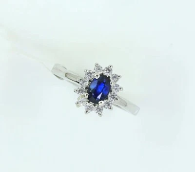 Anello in argento 925 anello con zaffiro naturale anello con gioielli in arge... - Immagine 1 di 4