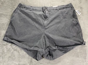 NWT Old Navy Shorts Women's 4X Gray Chino Shorts High Rise Stretch Cuffed Hem - Picture 1 of 11