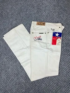 Vintage 80s Willie Nelson Jeans Adult 27x33 White Embroidered Women's NOS - Picture 1 of 22