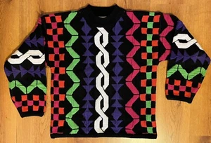 Vintage Sweater Jamie Scott Pullover 80’s Geometric Retro Colorful Women’s Small - Picture 1 of 13
