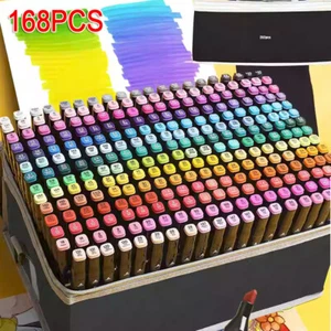 168 Set Farben Brush Pens Dual Marker Permanent Stift Kunst Filzstifte Markers - Bild 1 von 19