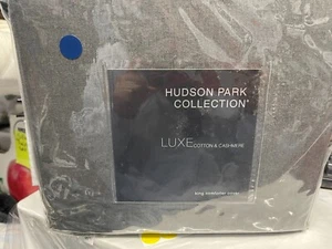 Hudson Park Collection Charcoal Cotton-Cashmere Comforter Cover Size King New - Picture 1 of 4