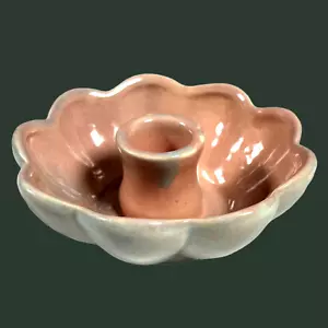 Portacandele vintage Gonder Art Pottery rosa e grigio conico MCM USA ceramica - Foto 1 di 4