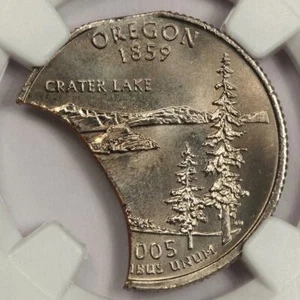 2005 NGC MS66 Large Double Curved Clip Oregon Quarter Mint Error Very Rare - Picture 1 of 4