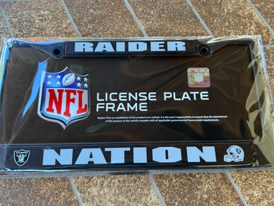 1 Las Vegas Raiders - RAIDER NATION - Marco de matrícula de metal negro Foto 1 de 4