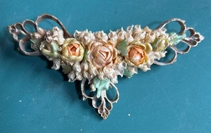 VTG Floral One of a Kind Brooch All Shells Pink Yellow Green Victorian - Picture 1 of 5