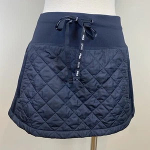Fila Sport Quilted Black Mini Skirt Size M Zippered Pockets Activewear Sporty - Picture 1 of 16
