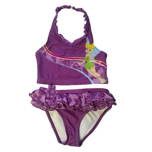 Disney Store Girls Purple Tinkerbell 2-Piece Swimsuit Size 5/6 - Picture 1 of 8