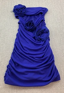 Zara Roseette Violet Cut Out Mini Dress Womens Small Cobalt Blue Bodycon Sexy - Picture 1 of 11