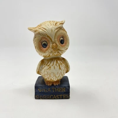 Estatuilla de búho sabio de cerámica Enesco hombre meteorólogo meteorólogo de colección 1975 Foto 1 de 4