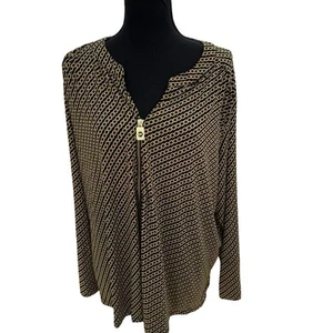 Blusa negra Michael Kors talla 3x con diseño clásico de cadena dorada - Imagen 1 de 6
