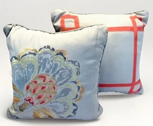 Croscill Throw Pillow Regency Floral Boho Cottage VTG Embroidered Set 2 Deco - Picture 1 of 17