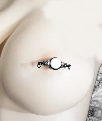 PAR Barra Falsa - ANILLO PARA PEZÓN SIN PIERCINGS - Cuentas de Gunmetal y pedrería b-035 Foto 1 de 4