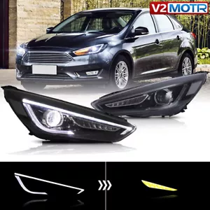 VLAND LED Projector Headlights For 2015-2018 Ford Focus w/Sequential Indicator - Picture 1 of 9