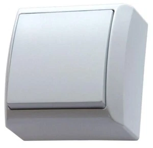 Surface Mounted Single Button Indoor Light Switch Click Wall Plate White/Brown - Picture 1 of 6