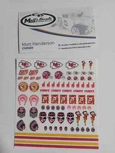 1/64 for hot wheels waterslide decals kc chiefs football nfl MADE IN THE USA! - Picture 1 of 1