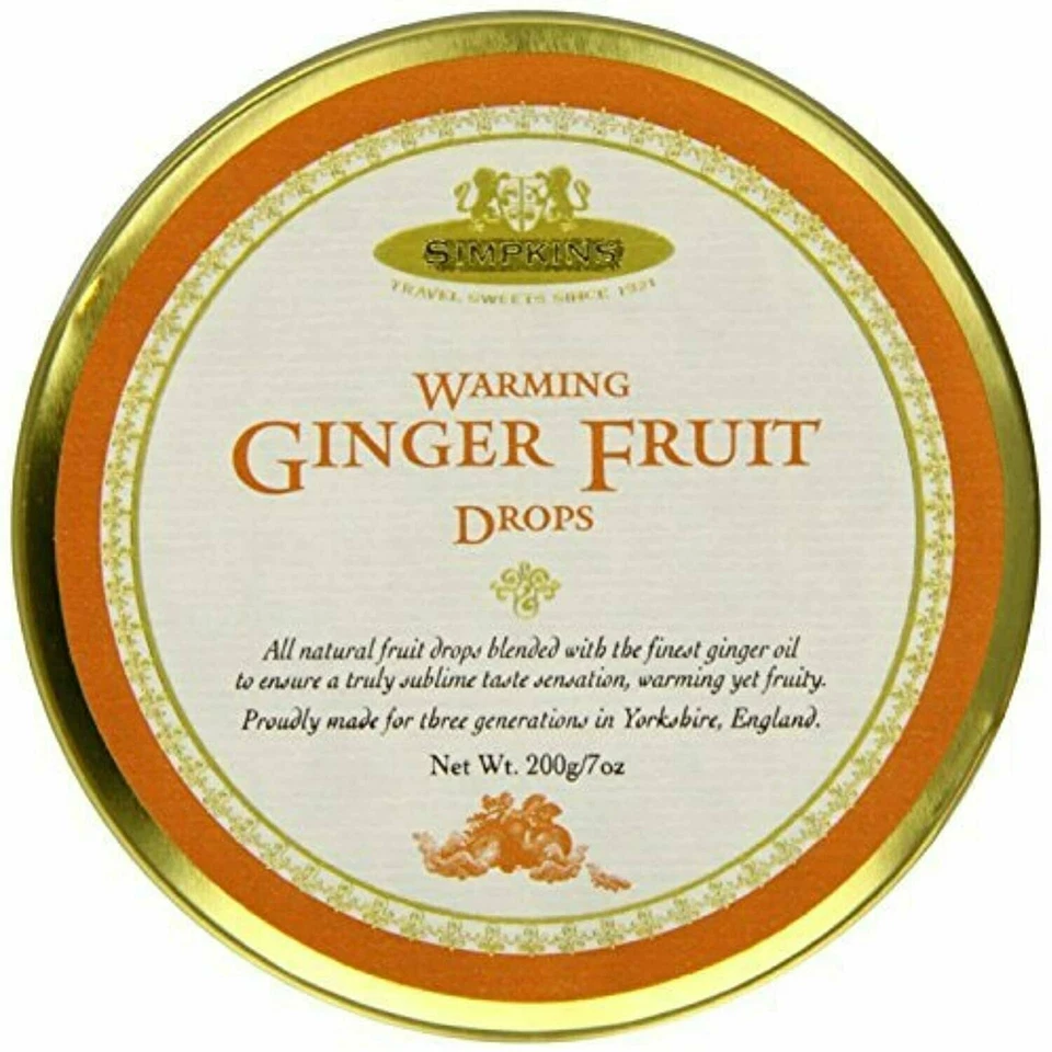 Warming Ginger Fruit Drops - Simpkins Travel Sweets 200g - Ships Free - Image 1 of 1