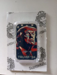 1 oz Colorized Scottsdale Donald Trump 2024 Campaign Silver Bar (New) - Picture 1 of 4