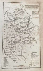 ANTIQUE MAP BEDFORDSHIRE COUNTY MAP 1824 BY BENJAMIN CAPPER PUB G&WB WHITTACKER - Picture 1 of 3