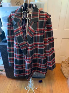 BLAIR Women's Black Red White Plaid Blazer Jacket - Size 2XL Petite - Picture 1 of 4