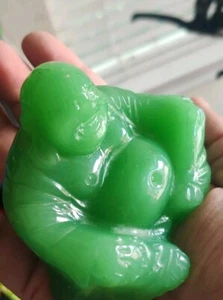 Antike kleine echte grüne Jade lachender Buddha Figur - Bild 1 von 5
