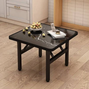 50cm Small Dining Table Folding Square Side End Coffee Table Marble Effect Desk - Picture 1 of 14