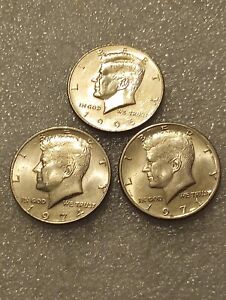 Lot Of (3) Kennedy Half Dollars-Each Coin Different-Mixed Dates! XF Coins!