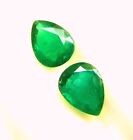 Natural Mined, 2 Pcs Loose Pear Green Emeralds  2.14 Cts tol, 8x6  / 8.1x6.2 MM