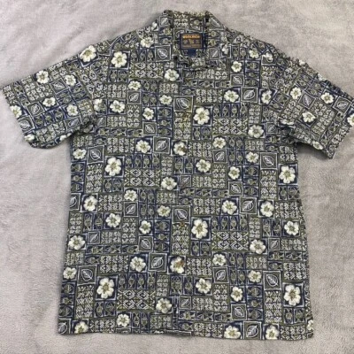 Camisa Woolrich Para Hombres L Floral Hawaiana Manga Corta Verano Cuello Lazo De Colección Foto 1 de 4