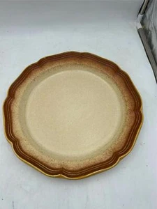 MIKASA   WHOLE WHEAT   ROUND PLATTER    CREAM CENTER   BROWN EDGE - Picture 1 of 3