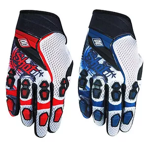 Guantes De Motocross Old School Para Hombre Shot Azul Rojo - Picture 1 of 3
