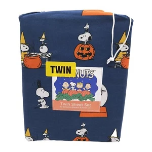 Peanuts Twin Sheet 3 Piece Set Berkshire Blanket & Home Co Snoopy Halloween New - Picture 1 of 2