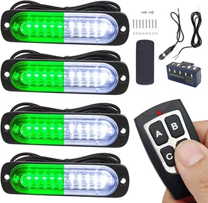 4x Remote Control White Green LED 12-24V 8 Flash Mode Offroad Ground Lights - Picture 1 of 7