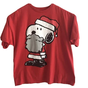 Snoopy Santa Men's Sz 2XL Short Sleeve Graphic T-Shirt Peanuts Christmas Tee Red - Picture 1 of 6