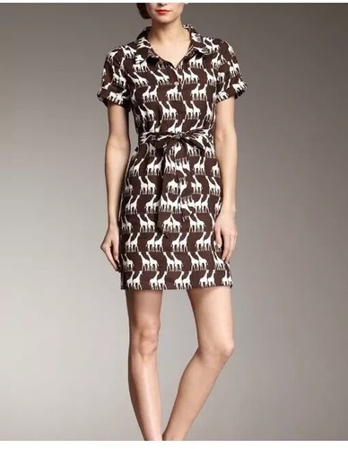 Abito estivo donna Kate Spade stampa giraffa lino marrone bianco taglia small