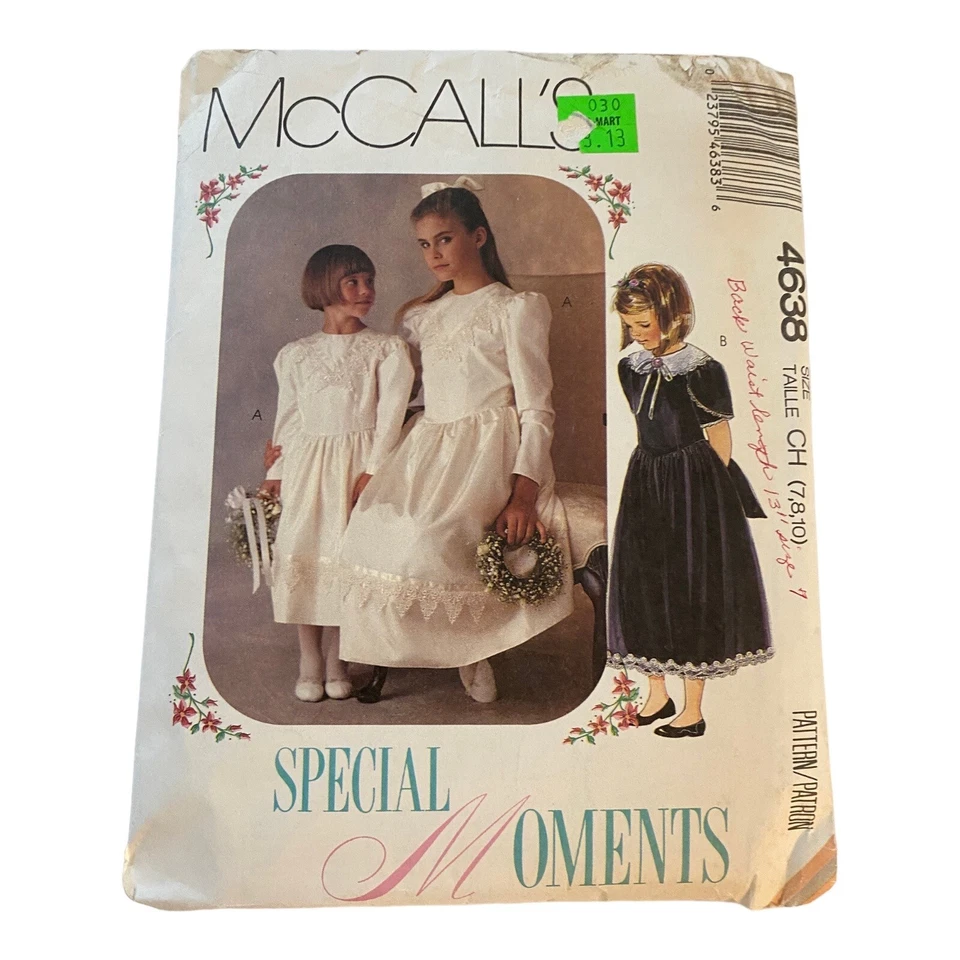McCalls 4638 Wedding Flower Girl DRESS Communion Pattern Girl's Sz 7 8 10 - Image 1 of 1