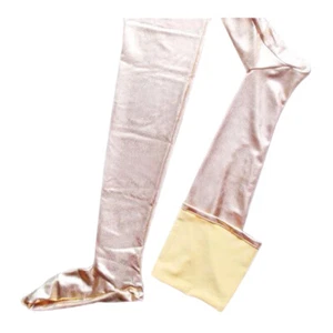 Womens Anti-skid Wet Look PVC Leather Thigh Length Stockings Socks Lingerie - Picture 1 of 17