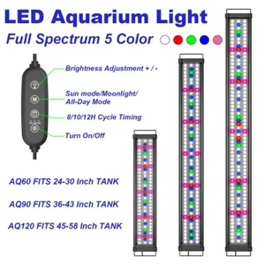 UK 90 120cm Aquarium Light 24/7 Timer Full Spectrum LED Fish Tank Marmine 5Color - Picture 1 of 15