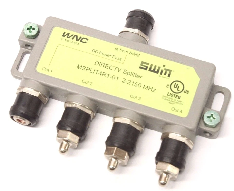 DirecTV MSPLIT4R1-01 4-way WNC SWIM Splitter DTV Direct 4 Way SWS14-R3 - Image 1 of 2