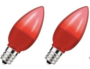 LED Red Replacement Light Bulb, E12 Candelabra Base 2 Pack, Not Dimmable - Picture 1 of 9