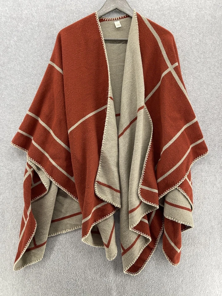 Cato женщин пончо кирпич красный коричневый один размер сшитый водопад спереди - Изображение 1 из 4