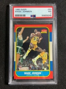 1986 Fleer Basketball #53 Magic Johnson Los Angeles Lakers HOF PSA 7 NM - Picture 1 of 2