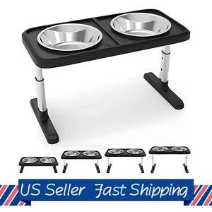 WOWMTN Alimentador de Soporte para Mascotas Elevado en Altura Ajustable con 2 Cuencos de Acero Inoxidable - Imagen 1 de 6