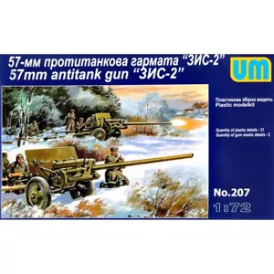 UNIMODELS UM 207 Kit de modelos a escala de plástico 1:72 ZIS-2 57mm pistola antitanque soviética - Imagen 1 de 8