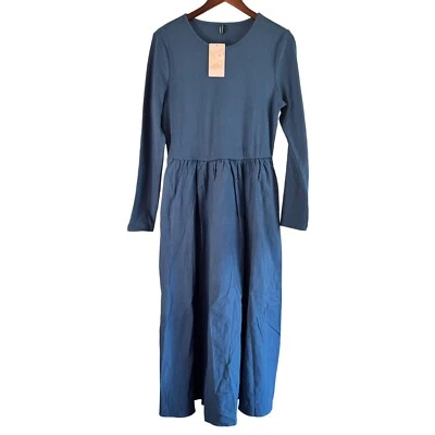 Moda Vestido Acanalado Tejido Midi Manga Larga Informal Vestido Diario Grande Foto 1 de 4